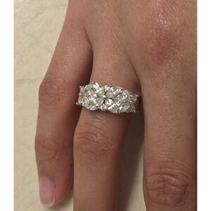 Vintage Sterling Silver 2ct Weight Cubic Zirconia Statement Ring Size 7